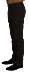 BENCIVENGA Brown Cotton Tapered Formal Men Pants -   -  BENCIVENGA.