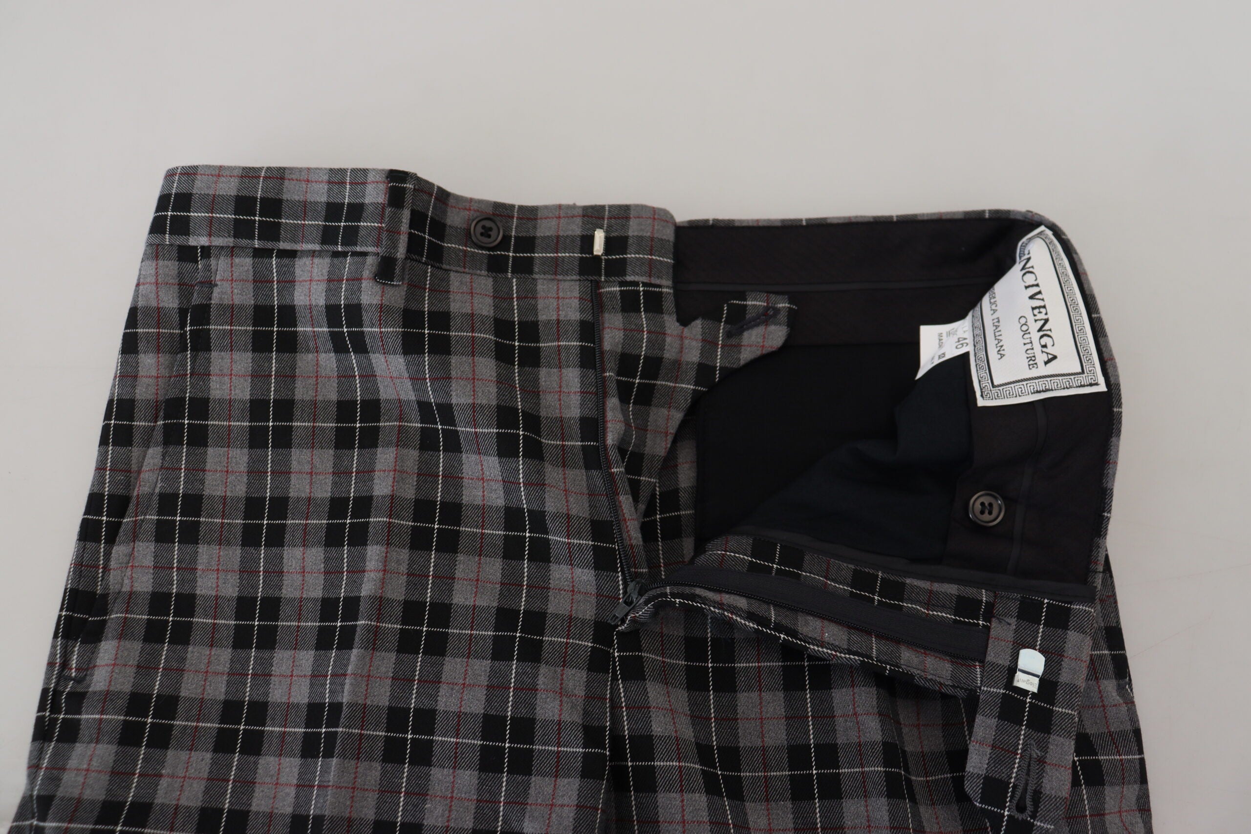 BENCIVENGA Gray Checkered Slim Fit Men Pants -   -  BENCIVENGA.