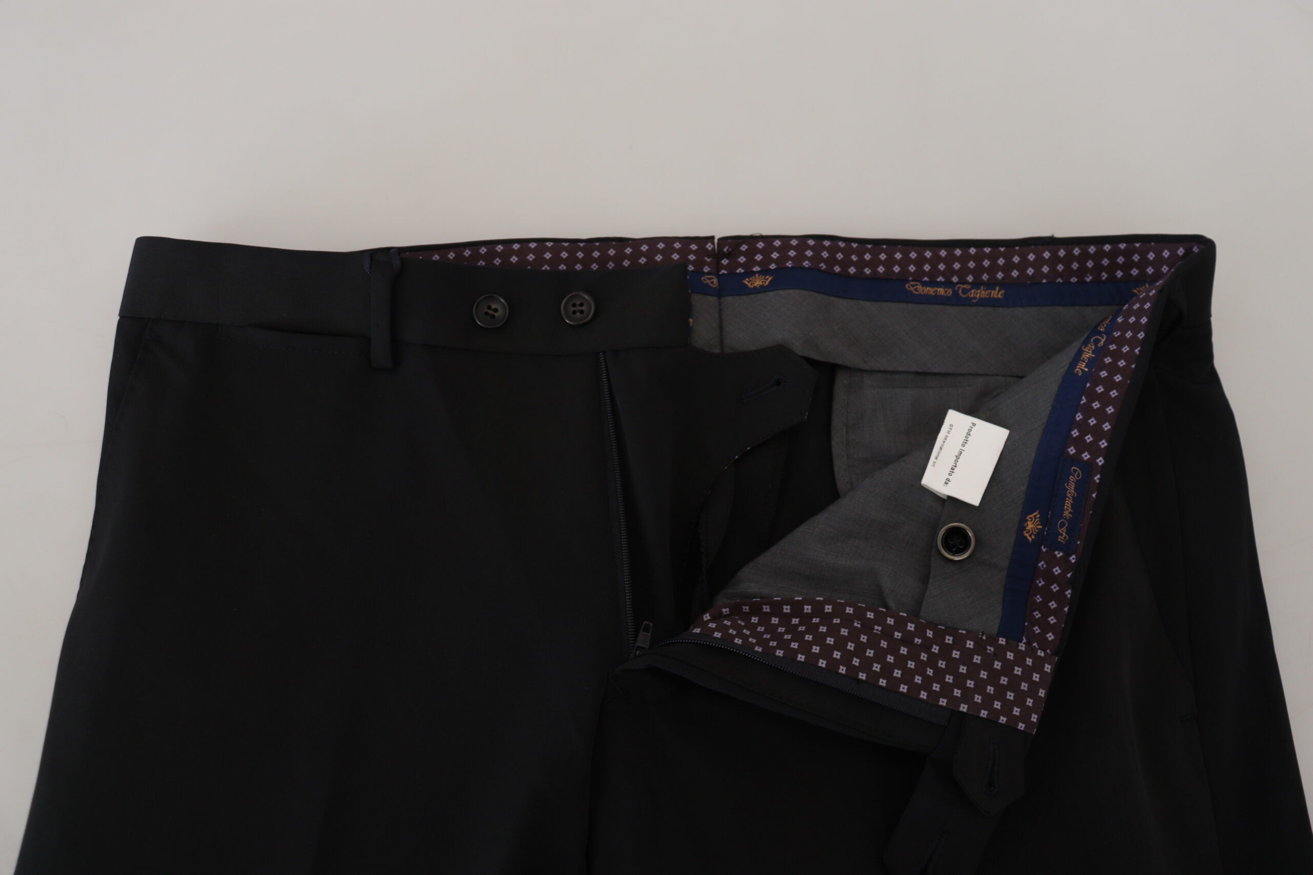 Domenico Tagliente Black Polyester Tapered Dress Pants -   -  Domenico Tagliente.