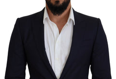 Dolce & Gabbana Blue Wool Slim Fit Formal Coat Blazer -   -  Dolce & Gabbana.