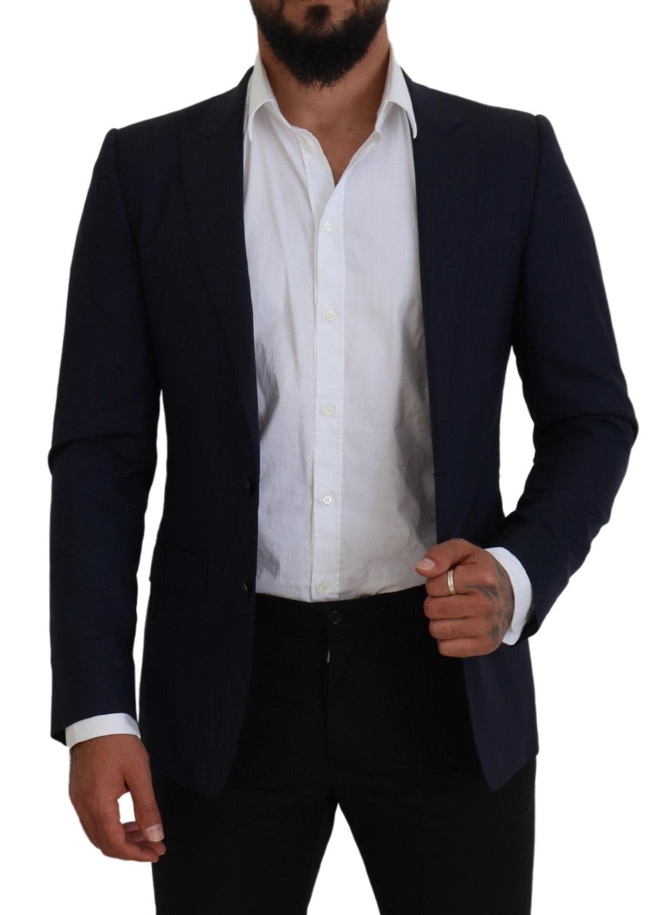Dolce & Gabbana Blue Wool Slim Fit Formal Coat Blazer -   -  Dolce & Gabbana.