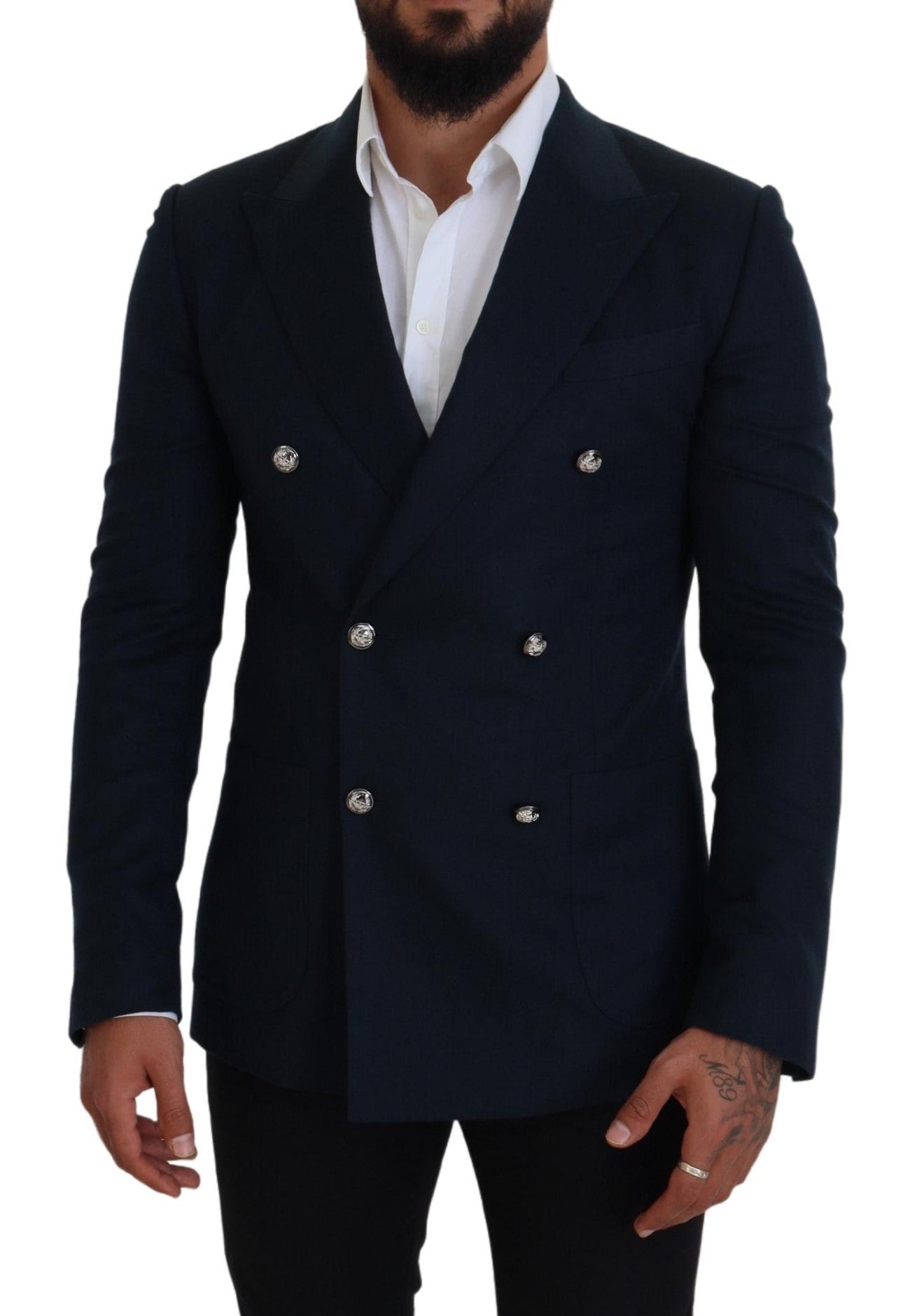 Dolce & Gabbana Blue Double Breasted Formal Coat Blazer -   -  Dolce & Gabbana.