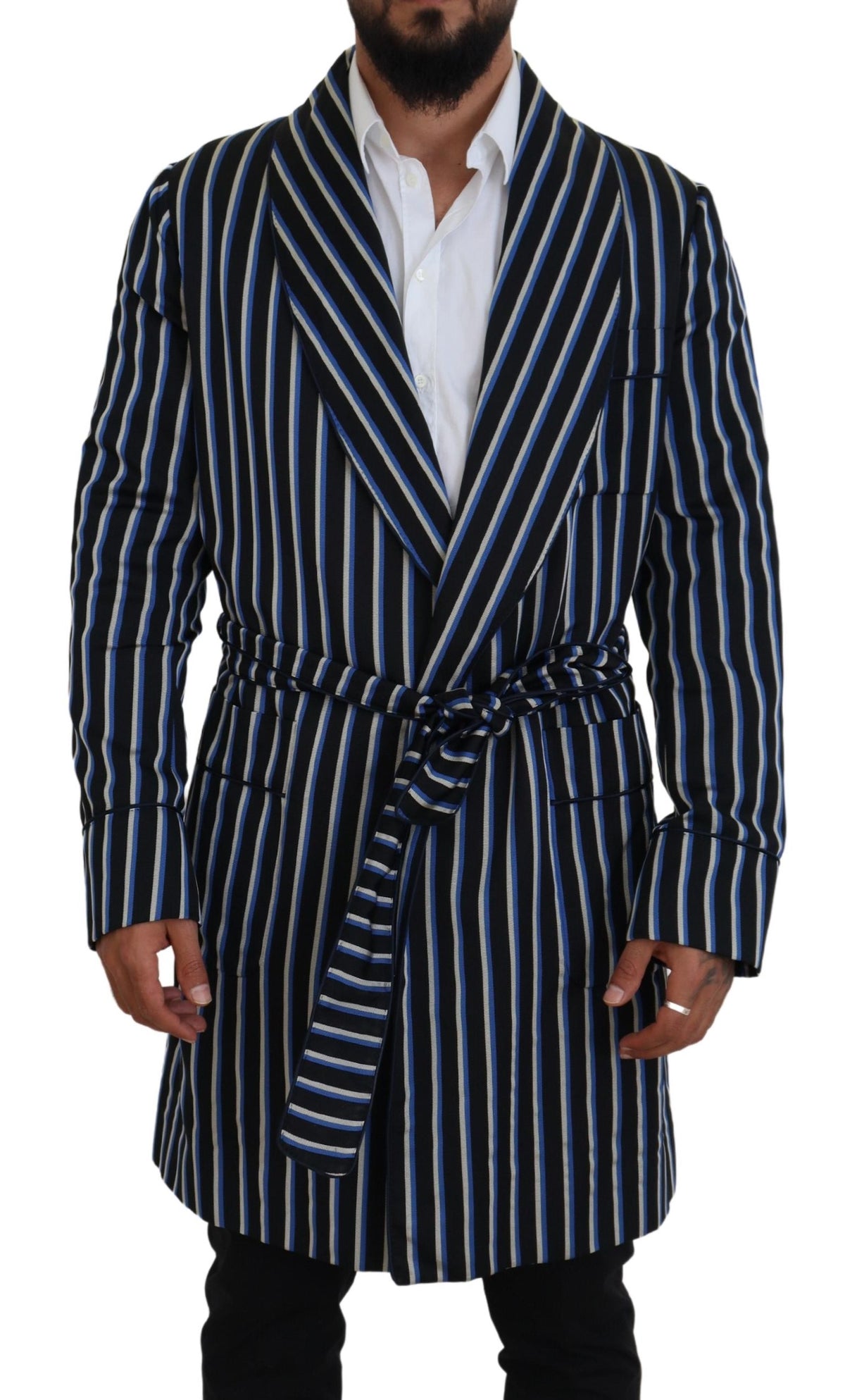 Dolce & Gabbana Black Blue Martini Printed Lining Robe -   -  Dolce & Gabbana.