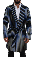 Dolce & Gabbana Black Blue Martini Printed Lining Robe -   -  Dolce & Gabbana.