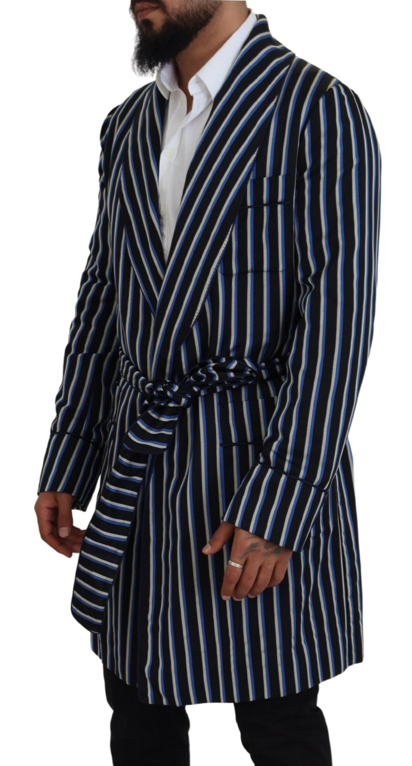 Dolce & Gabbana Black Blue Martini Printed Lining Robe -   -  Dolce & Gabbana.