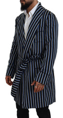 Dolce & Gabbana Black Blue Martini Printed Lining Robe -   -  Dolce & Gabbana.