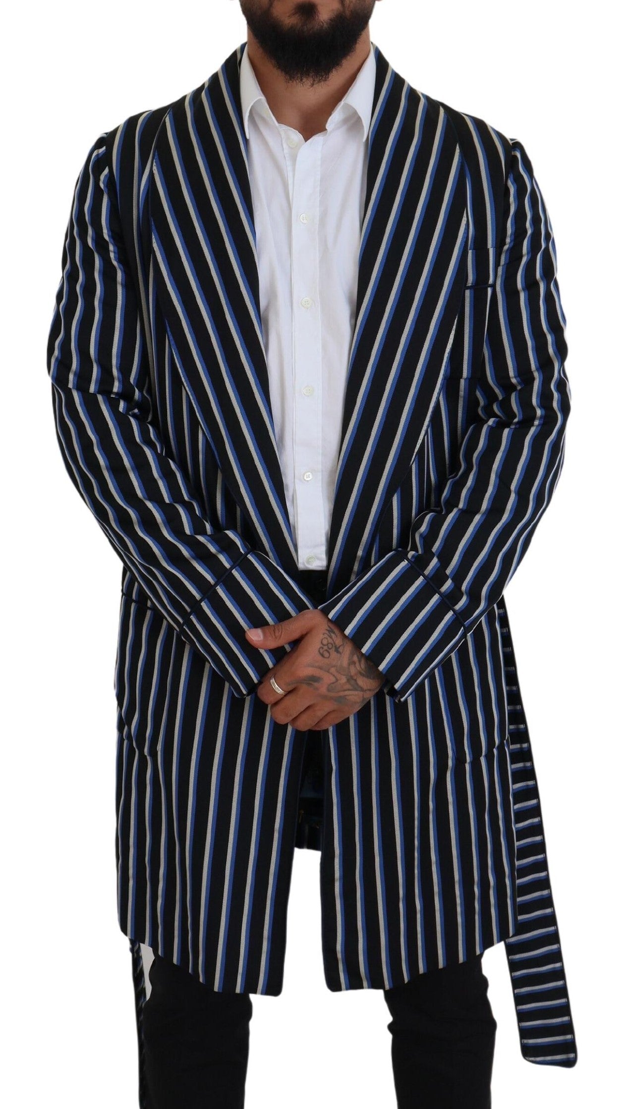 Dolce & Gabbana Black Blue Martini Printed Lining Robe -   -  Dolce & Gabbana.