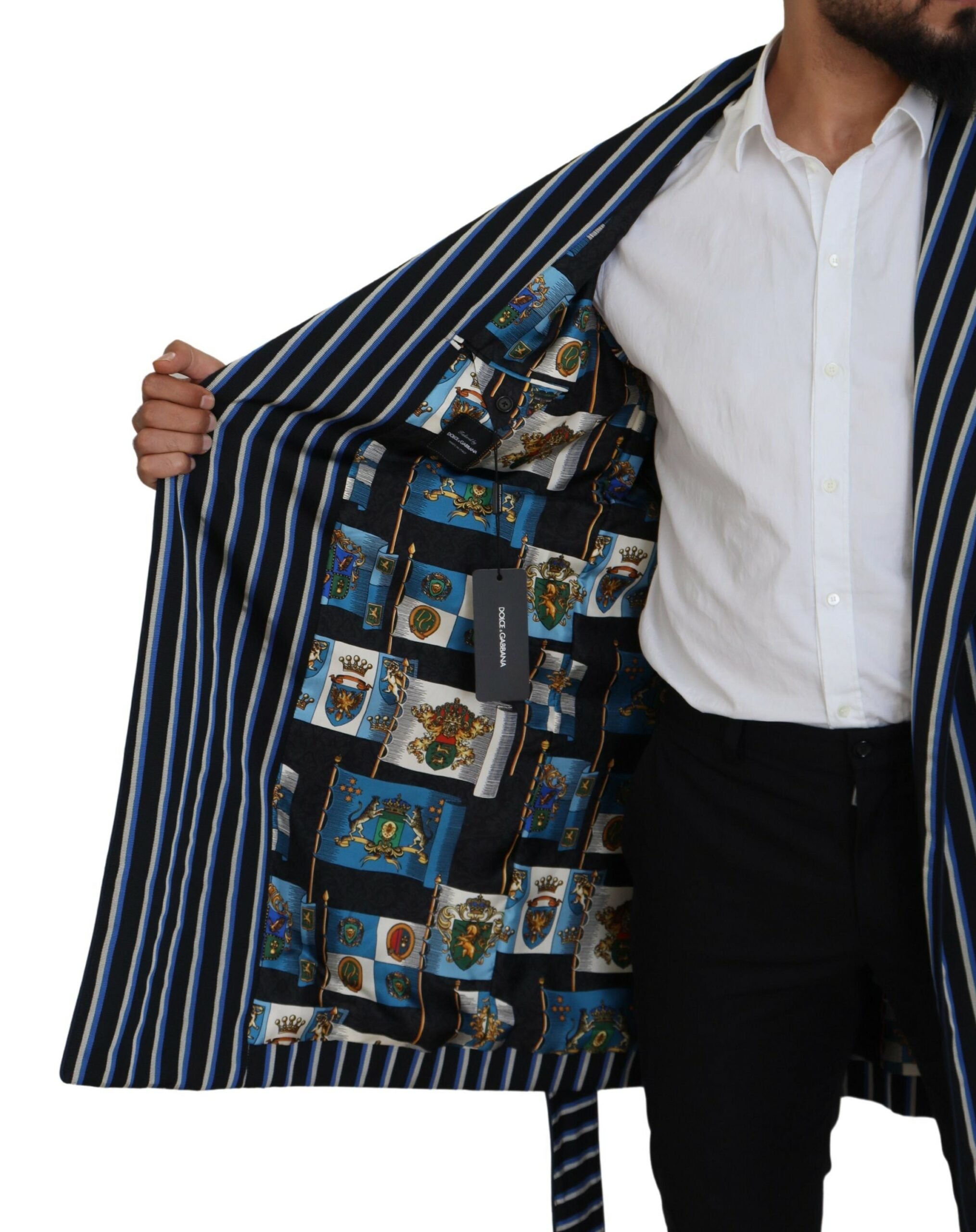 Dolce & Gabbana Black Blue Martini Printed Lining Robe -   -  Dolce & Gabbana.