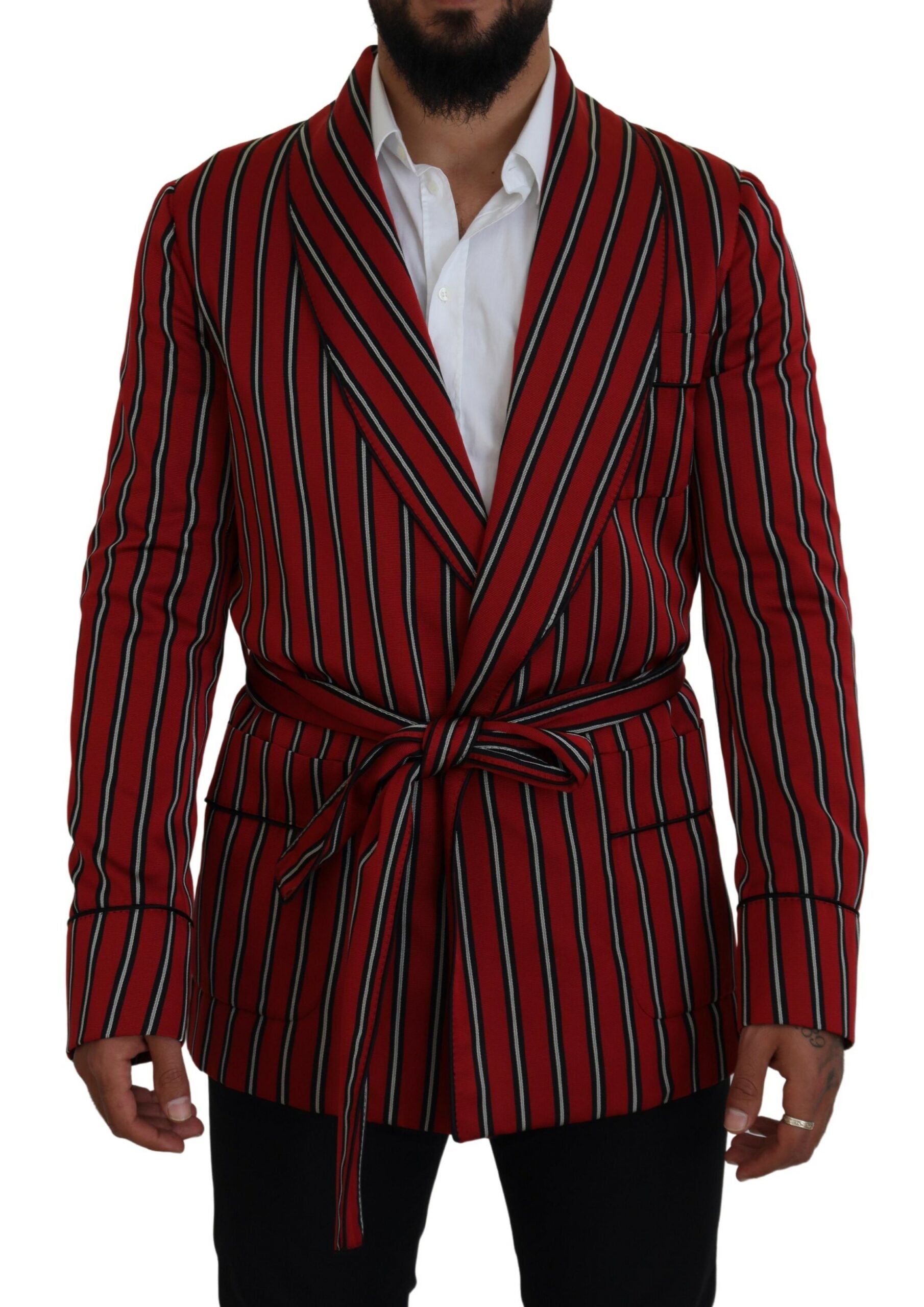 Dolce & Gabbana Red Striped Martini Printed Lining Robe -   -  Dolce & Gabbana.