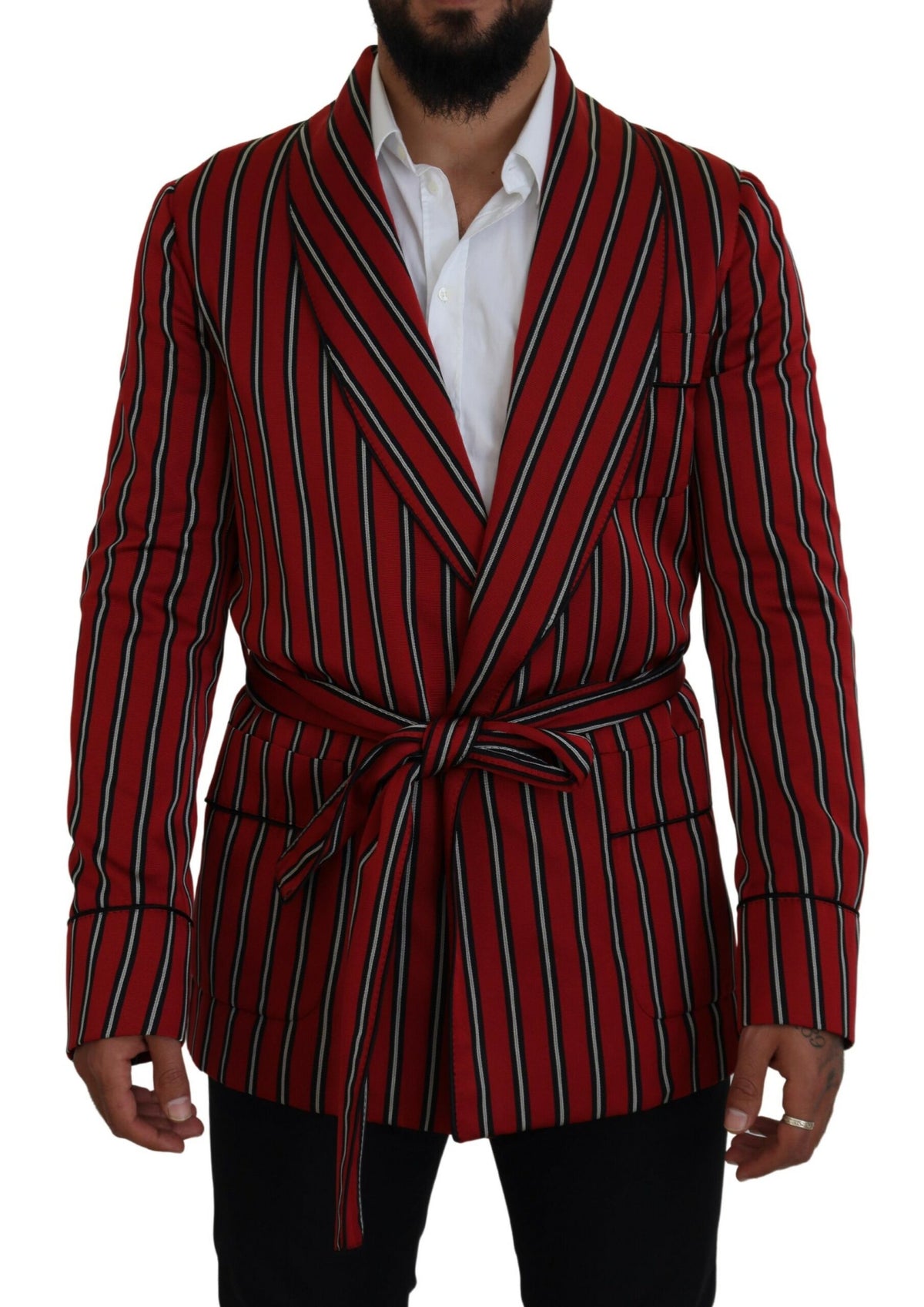 Dolce & Gabbana Red Striped Martini Printed Lining Robe -   -  Dolce & Gabbana.