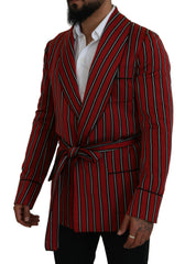 Dolce & Gabbana Red Striped Martini Printed Lining Robe -   -  Dolce & Gabbana.