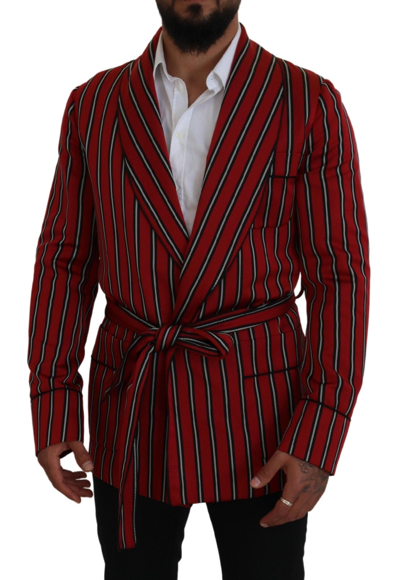 Dolce & Gabbana Red Striped Martini Printed Lining Robe -   -  Dolce & Gabbana.