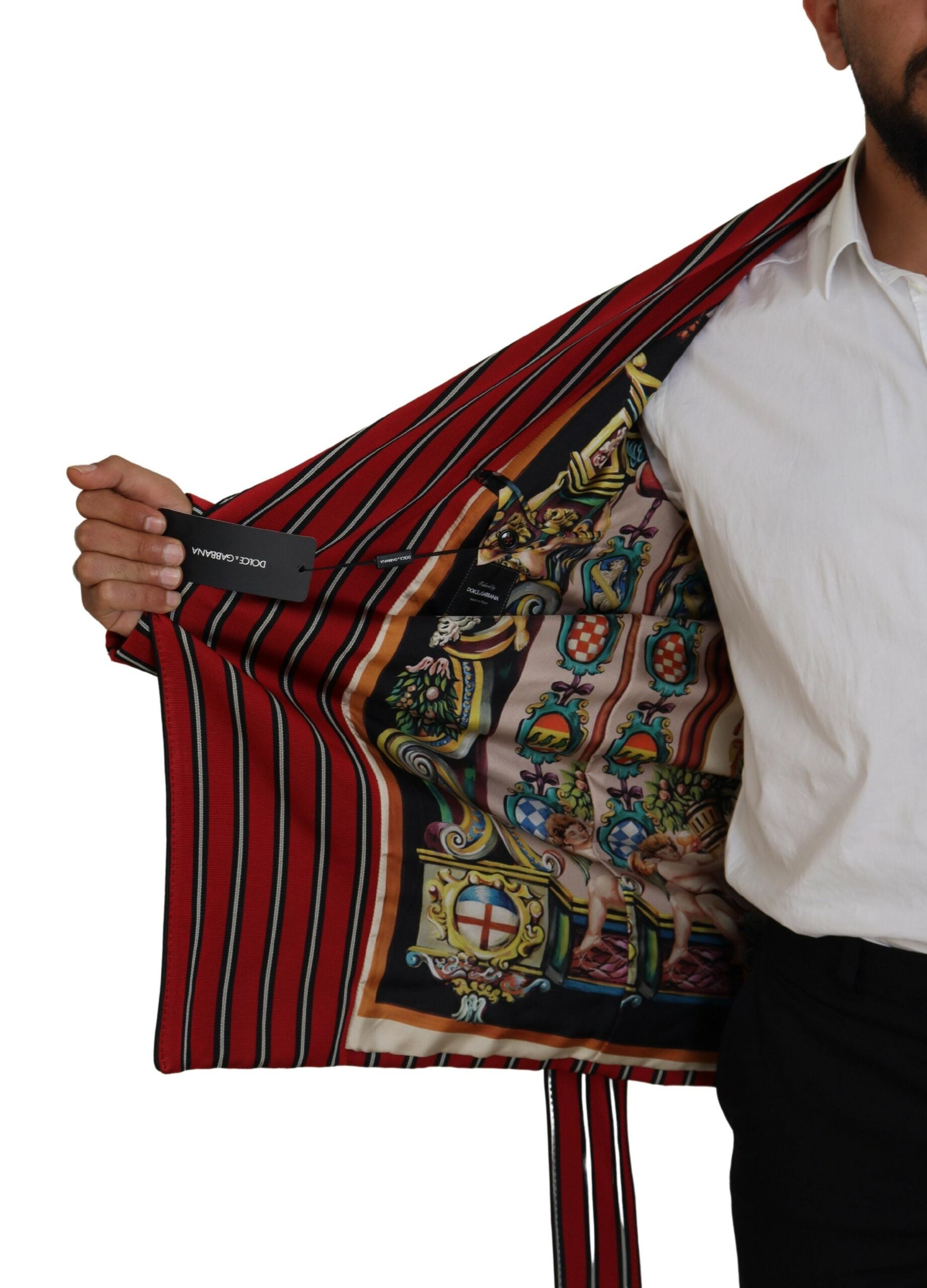 Dolce & Gabbana Red Striped Martini Printed Lining Robe -   -  Dolce & Gabbana.