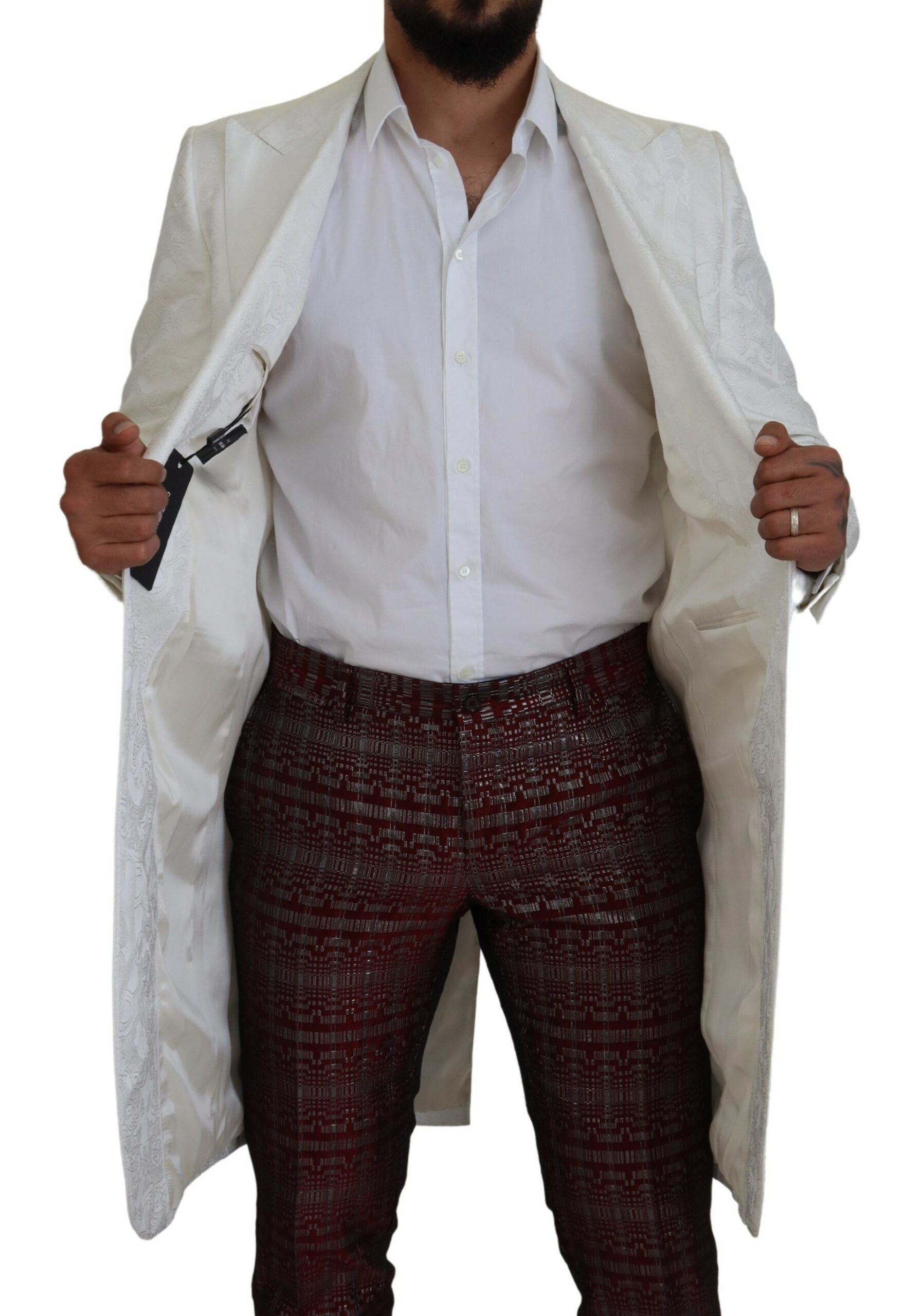 Dolce & Gabbana White Floral Brocade Trench Coat Jacket -   -  Dolce & Gabbana.