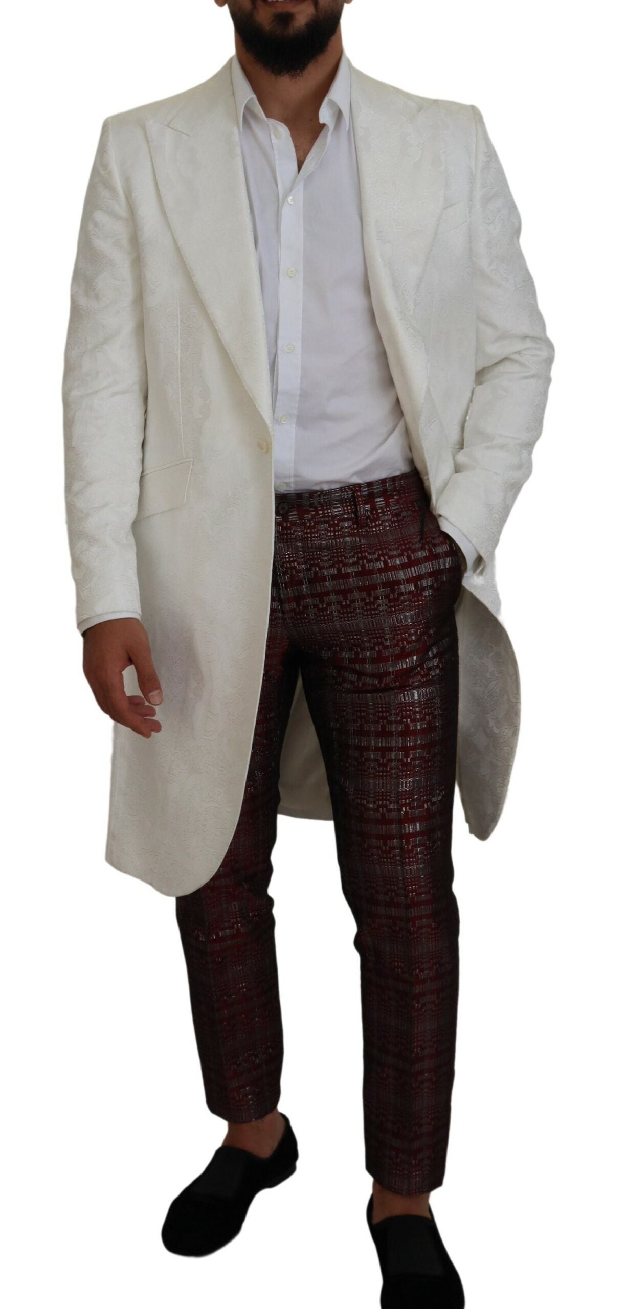 Dolce & Gabbana White Floral Brocade Trench Coat Jacket -   -  Dolce & Gabbana.