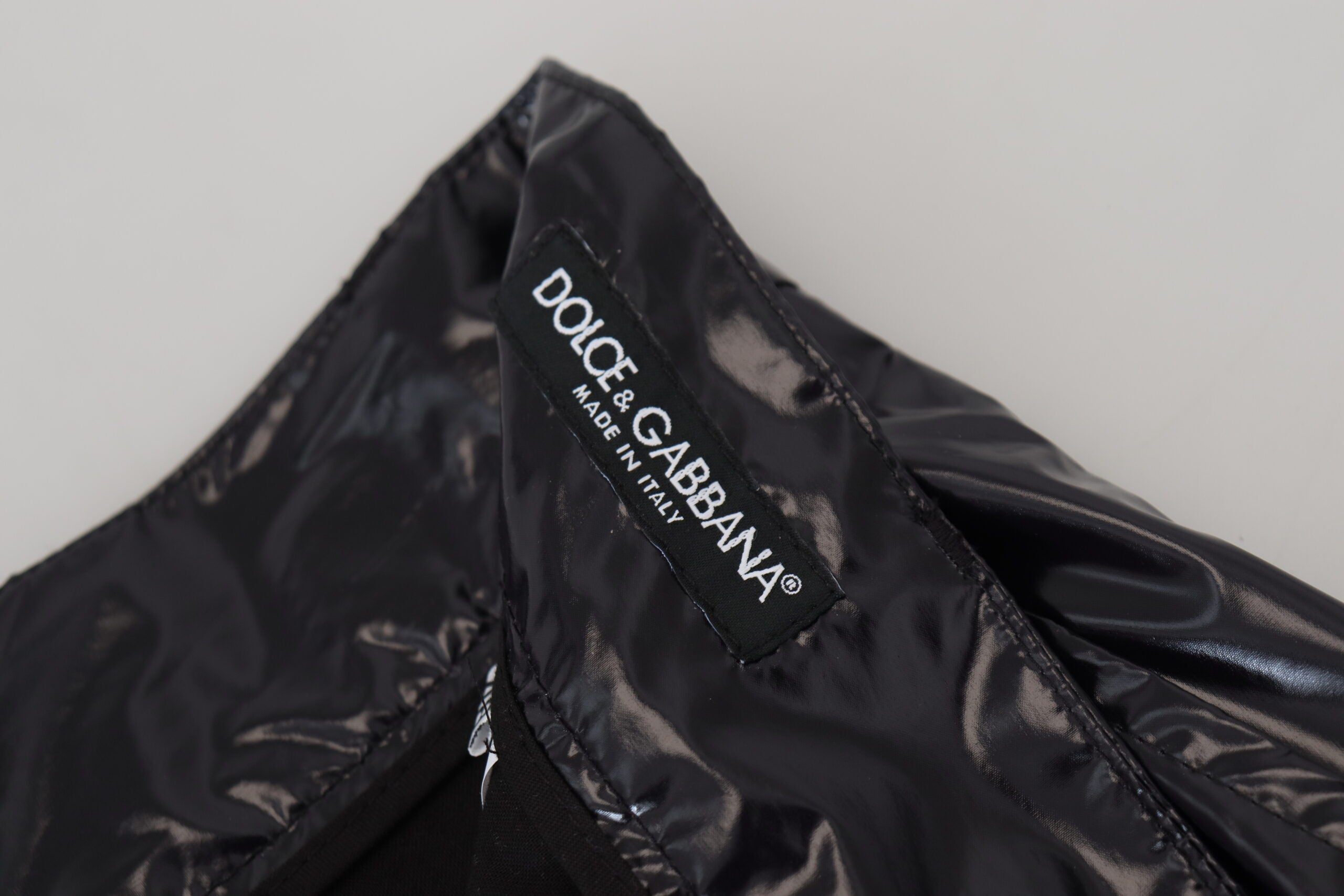 Dolce & Gabbana Black Shining Nylon Skinny Men Pants -   -  Dolce & Gabbana.