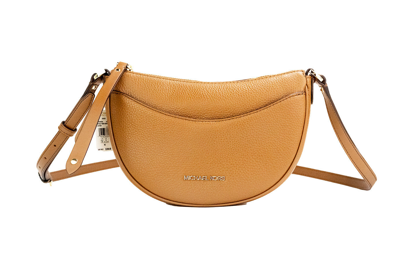 Michael Kors Dover Small Luggage Pebbled Leather Half Moon Crossbody Bag Purse -  Luxury Cross Body Bag for Women -  Michael Kors.