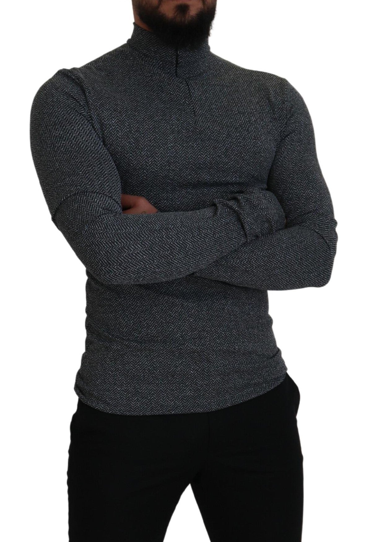 Dolce & Gabbana Dark Gray Nylon Turtleneck Pullover Sweater -   -  Dolce & Gabbana.