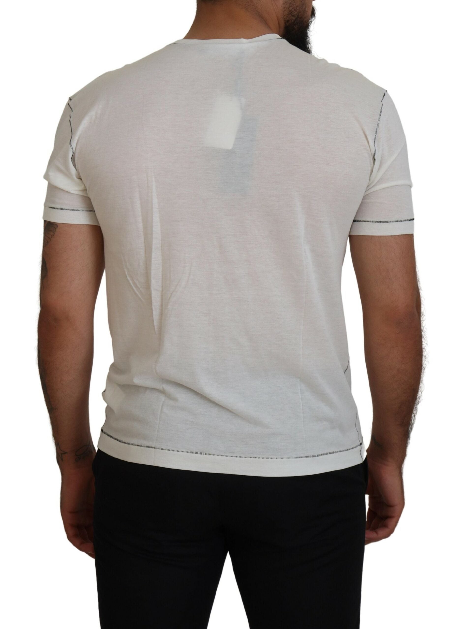 Dolce & Gabbana White Printed Short Sleeves Men T-shirt -   -  Dolce & Gabbana.