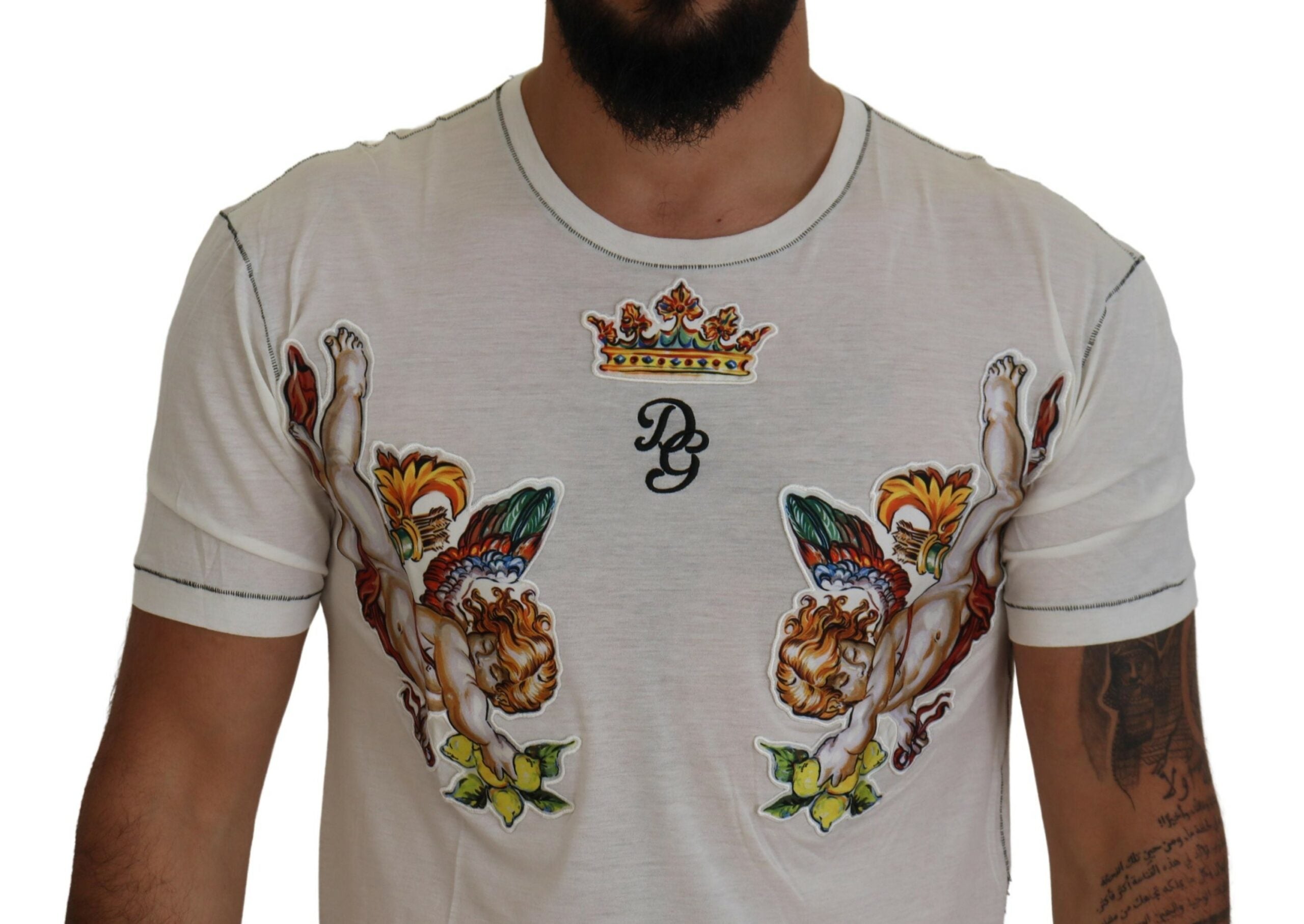 Dolce & Gabbana White Printed Short Sleeves Men T-shirt -   -  Dolce & Gabbana.