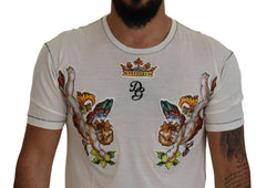 Dolce & Gabbana White Printed Short Sleeves Men T-shirt -   -  Dolce & Gabbana.