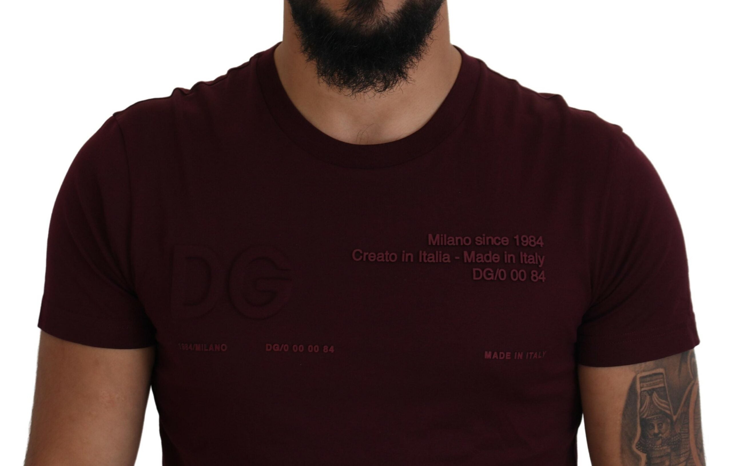 Dolce & Gabbana Maroon Printed Short Sleeves Men T-shirt -   -  Dolce & Gabbana.
