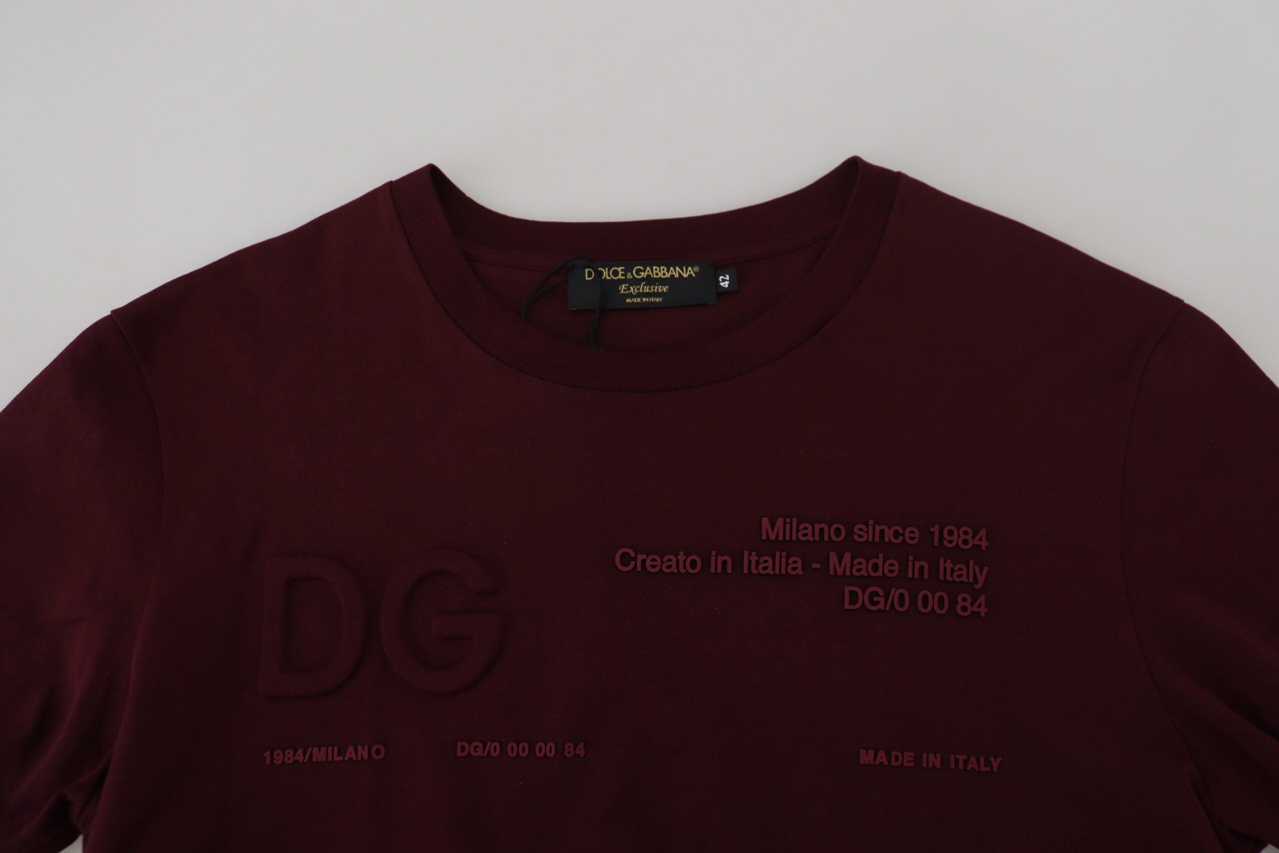Dolce & Gabbana Maroon Printed Short Sleeves Men T-shirt -   -  Dolce & Gabbana.