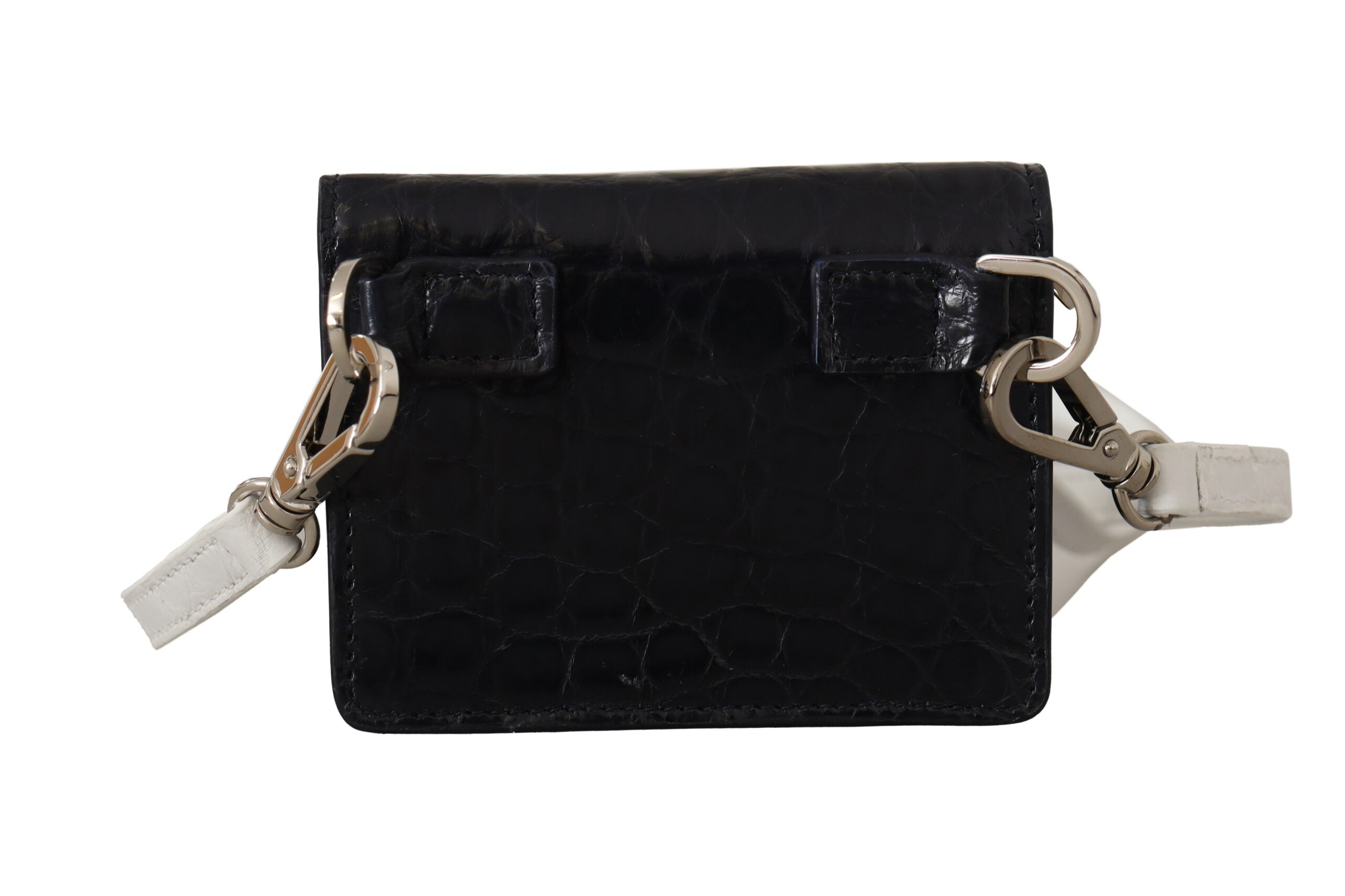 Dolce & Gabbana Blue White Caiman Leather Strap Card Holder Wallet -  Leather Wallet for Men -  Dolce & Gabbana.