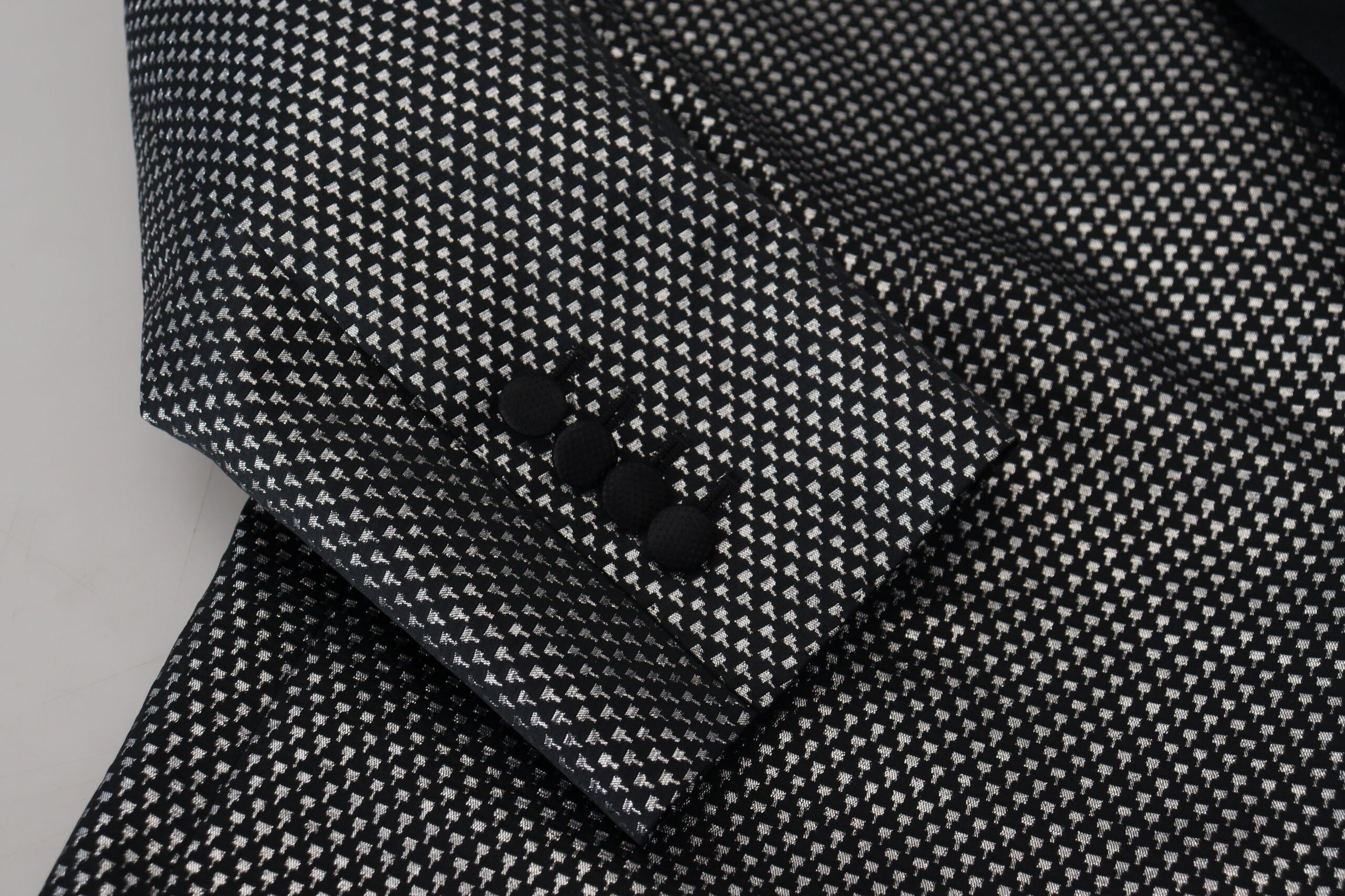 Dolce & Gabbana Black Silver Jacquard Slim Fit Jacket Blazer -   -  Dolce & Gabbana.