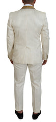 Dolce & Gabbana Off White Gold Striped Tuxedo Slim Fit Suit -   -  Dolce & Gabbana.