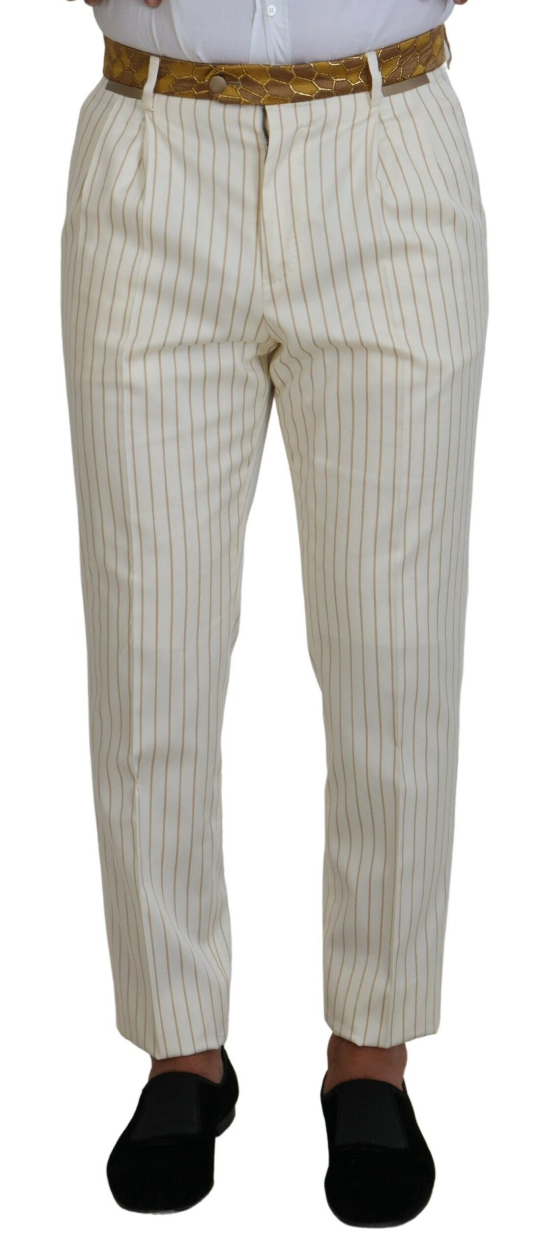Dolce & Gabbana Off White Gold Striped Tuxedo Slim Fit Suit -   -  Dolce & Gabbana.