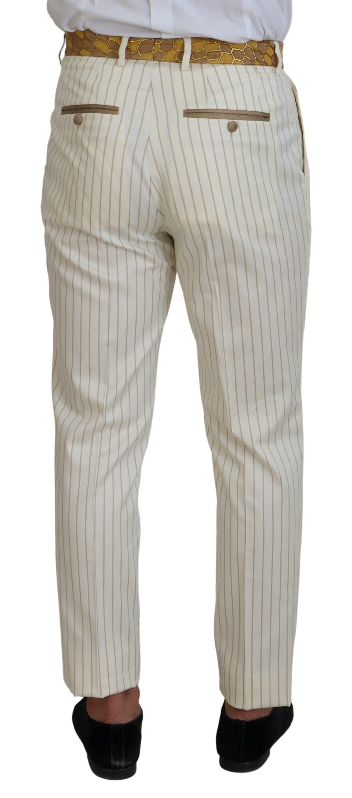 Dolce & Gabbana Off White Gold Striped Tuxedo Slim Fit Suit -   -  Dolce & Gabbana.
