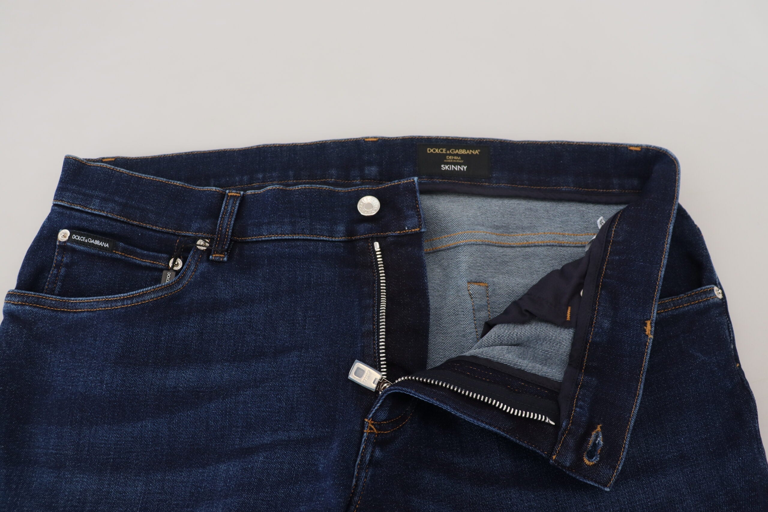 Dolce & Gabbana Dark Blue Cotton Denim SKINNY Jeans -   -  Dolce & Gabbana.