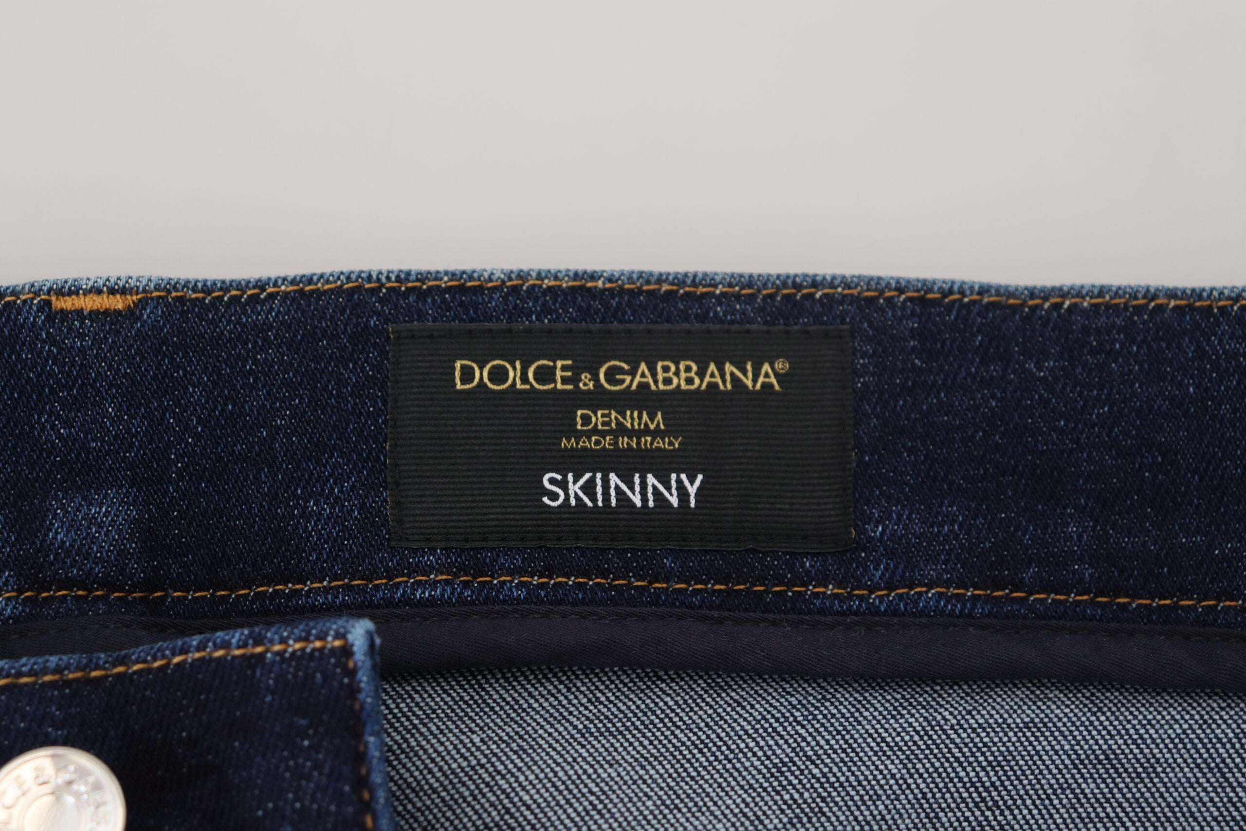 Dolce & Gabbana Dark Blue Cotton Denim SKINNY Jeans -   -  Dolce & Gabbana.