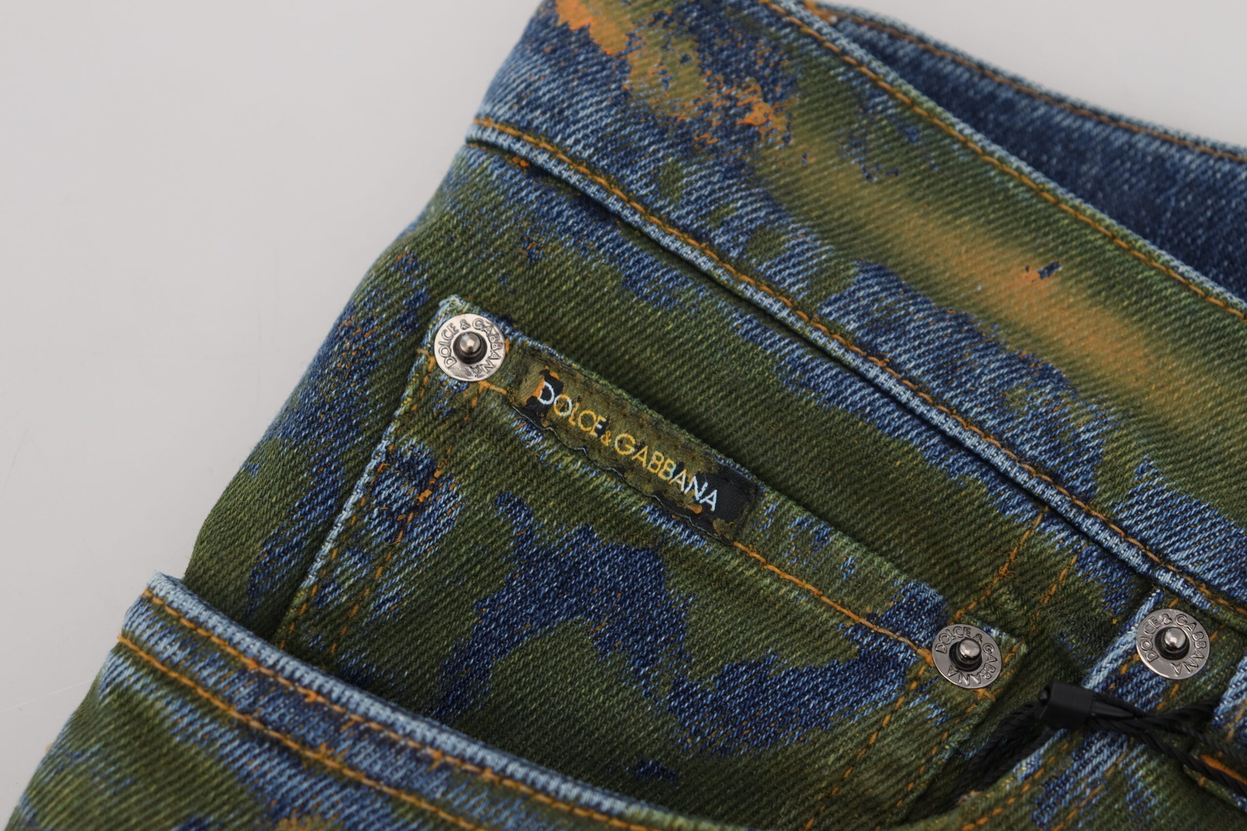 Dolce & Gabbana Blue Green Skinny Cotton Denim Jeans -   -  Dolce & Gabbana.