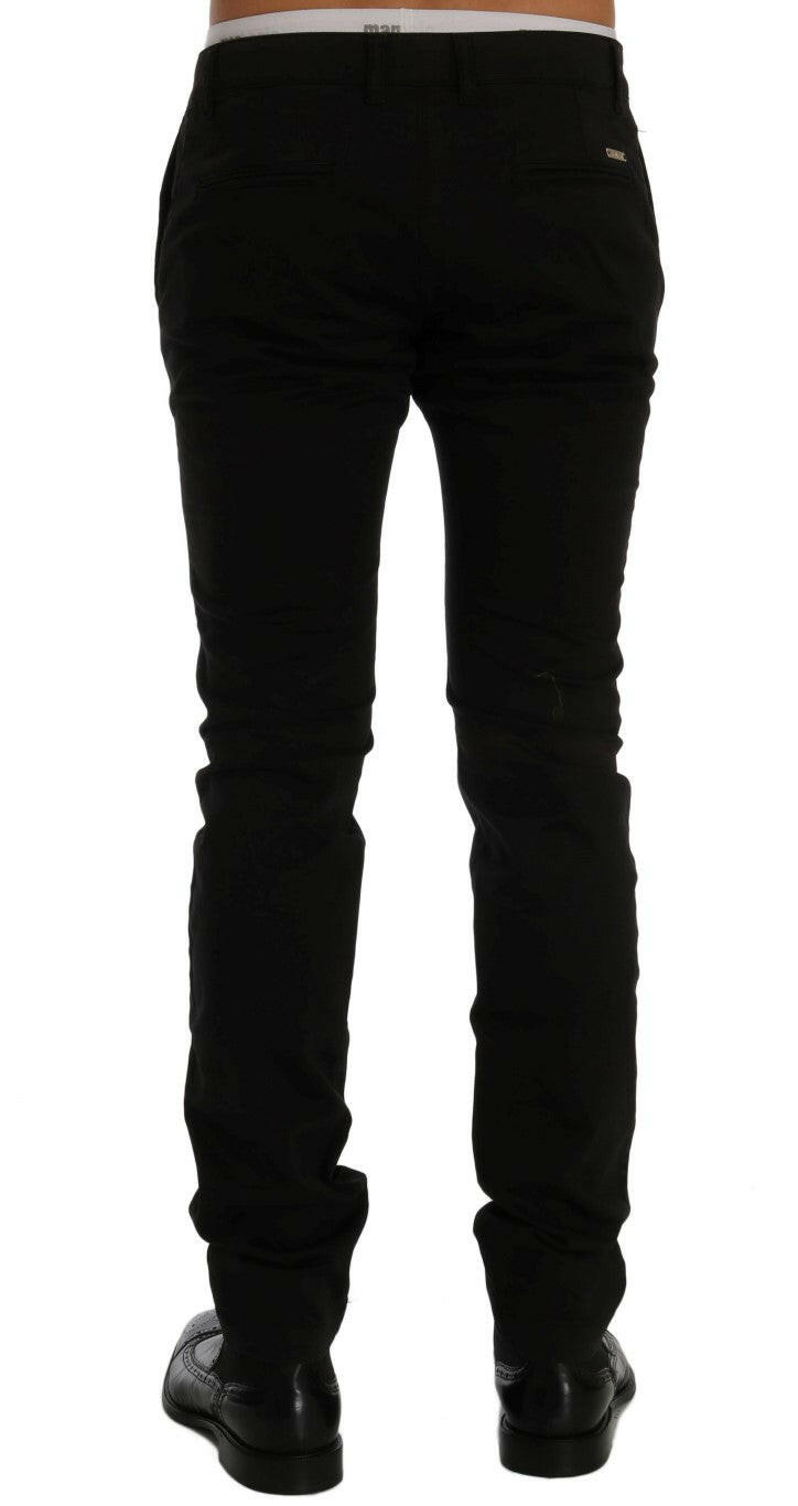 GF Ferre Black Cotton Stretch Chinos Pants -   -  GF Ferre.