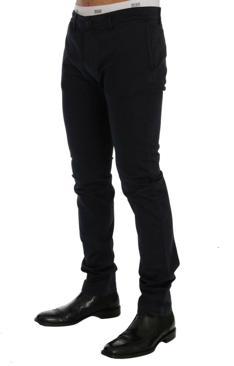GF Ferre Blue Cotton Stretch Chinos Pants -   -  GF Ferre.