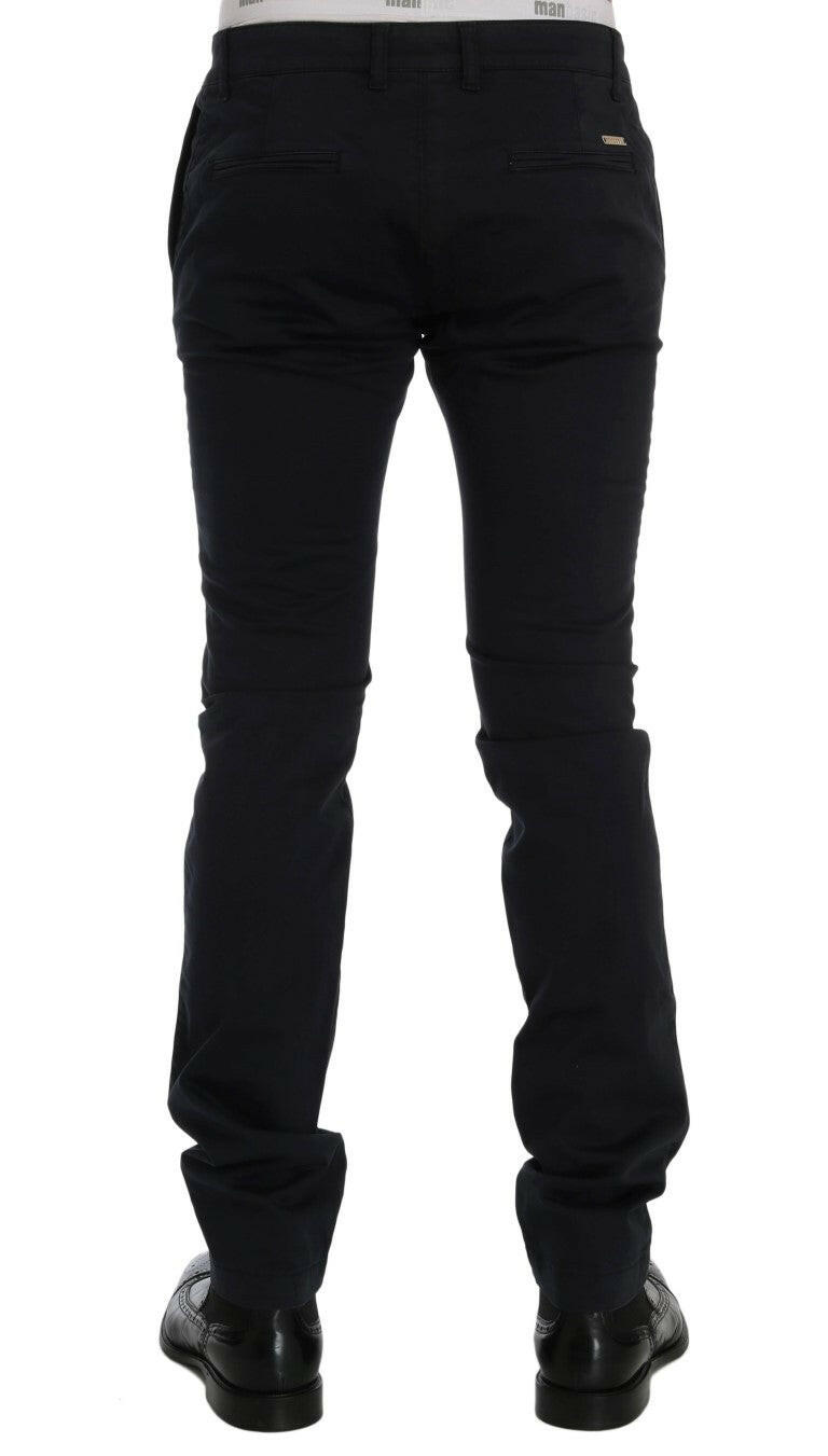GF Ferre Blue Cotton Stretch Chinos Pants -   -  GF Ferre.