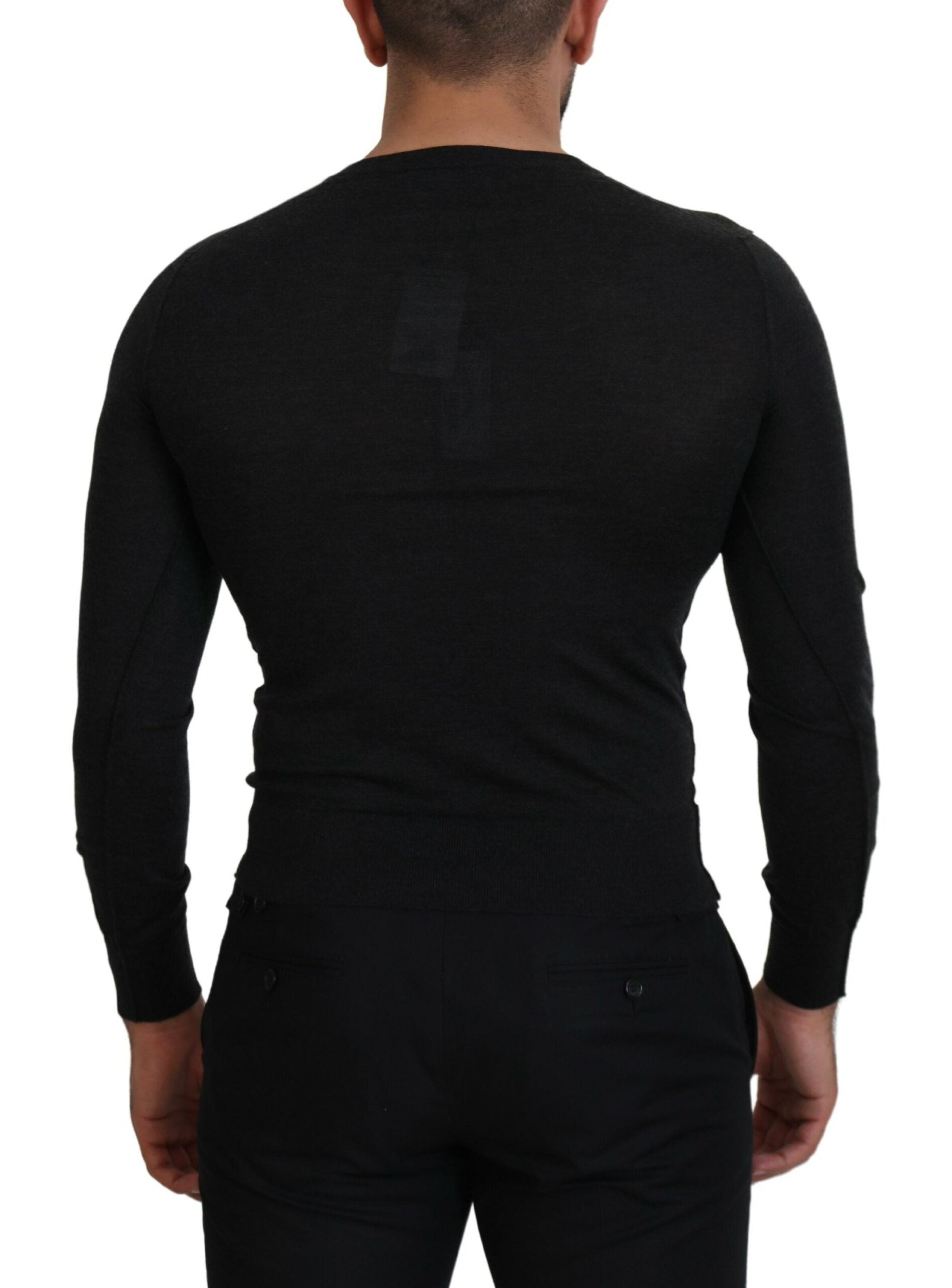 Dolce & Gabbana Gray Cashmere V-neck Gold Heart Sweater -   -  Dolce & Gabbana.