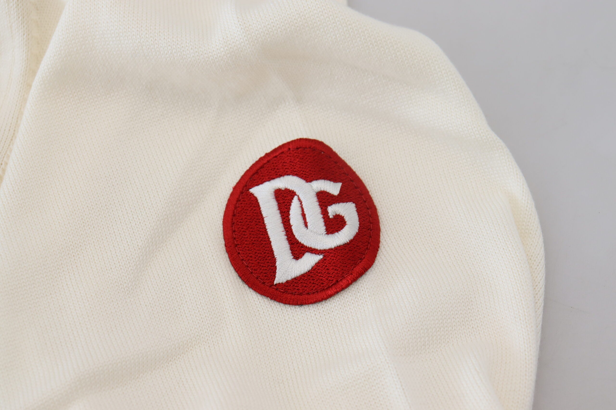 Dolce & Gabbana White Red Knitted V-neck Pullover Sweater -   -  Dolce & Gabbana.