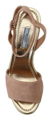 Prada Pink Suede Leather Ankle Strap Sandals -   -  Prada.