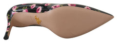 Prada Black Leather Floral Heels Stilettos Pumps -   -  Prada.