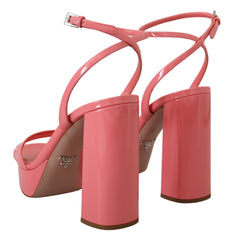 Prada Pink Patent Sandals Ankle Strap Heels Sandal -   -  Prada.