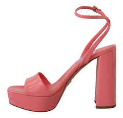 Prada Pink Patent Sandals Ankle Strap Heels Sandal -   -  Prada.