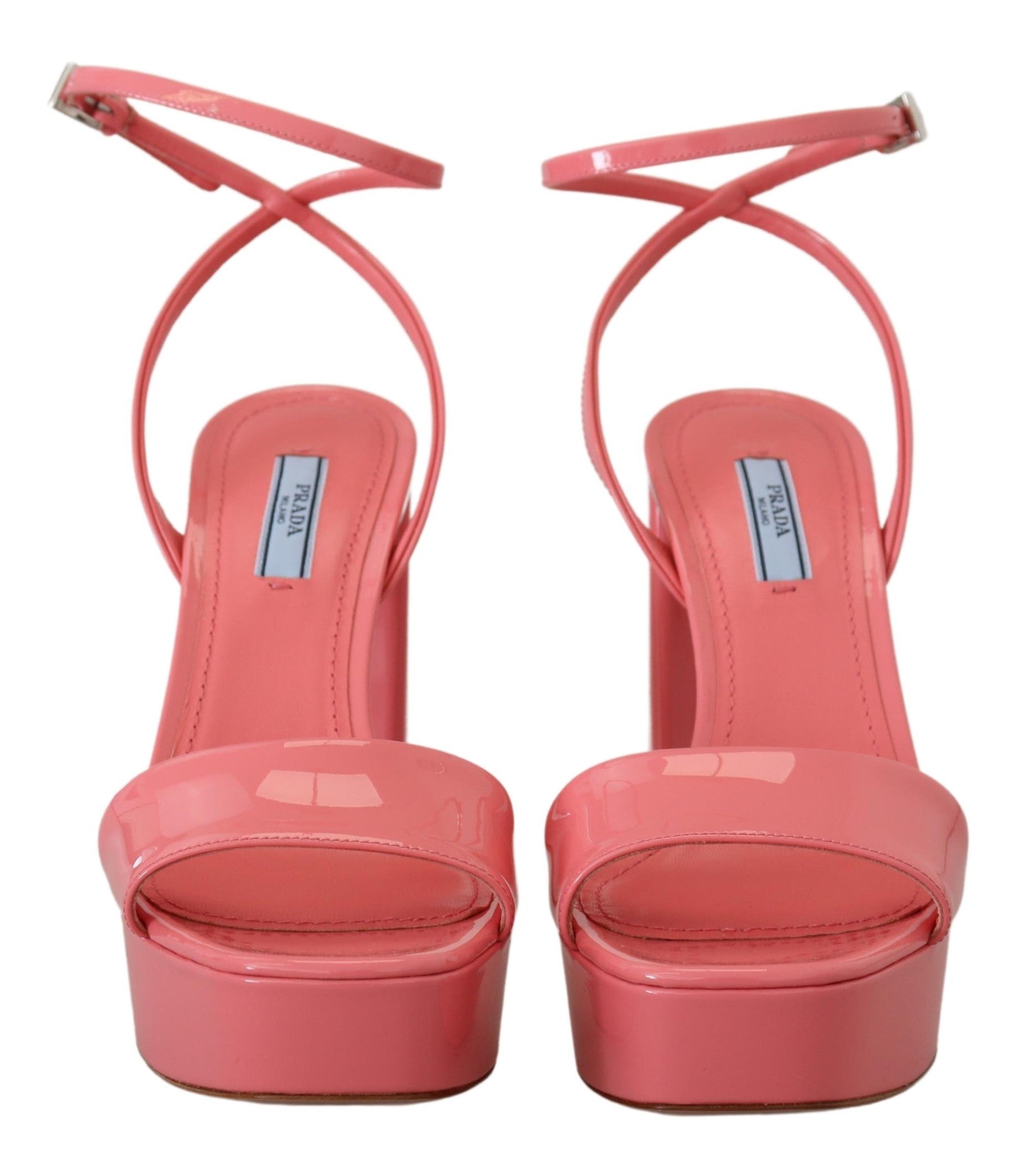 Prada Pink Patent Sandals Ankle Strap Heels Sandal -   -  Prada.