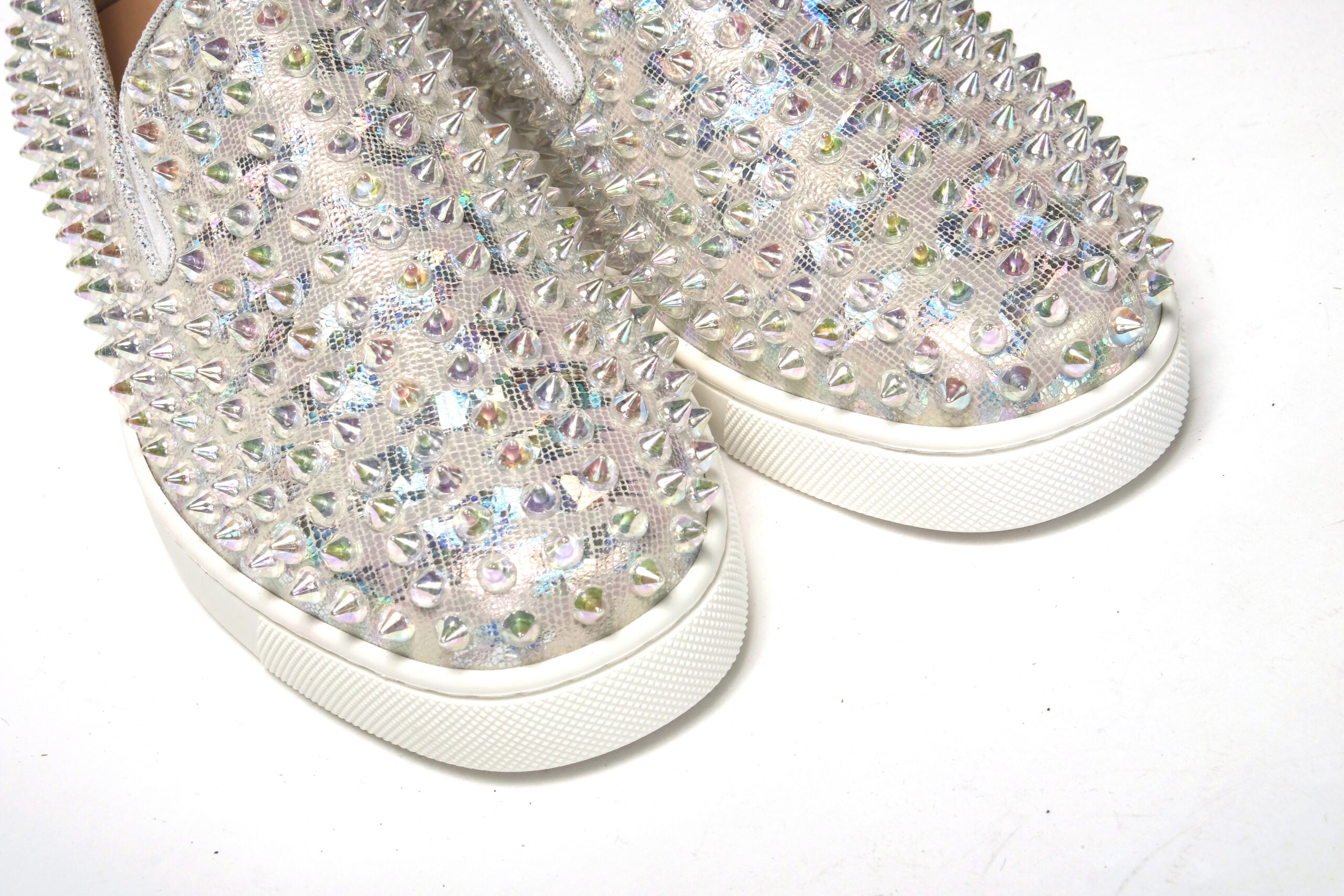 Christian Louboutin White Ab/Clear Ab Roller Boat Woman Flat Sneaker -   -  Christian Louboutin.