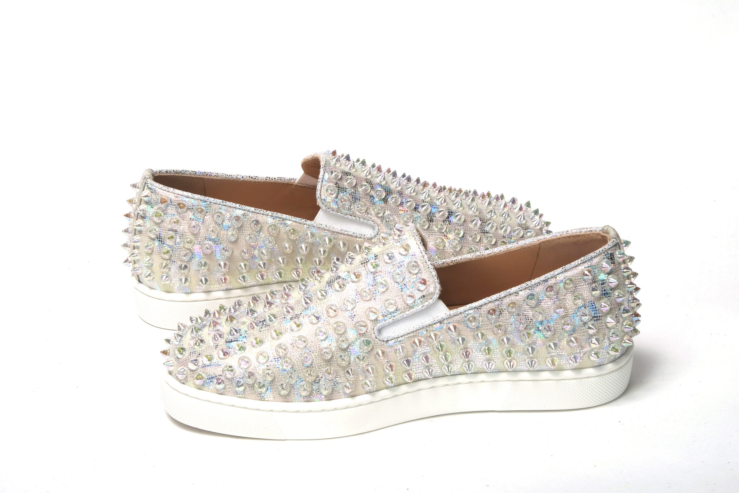 Christian Louboutin White Ab/Clear Ab Roller Boat Woman Flat Sneaker -   -  Christian Louboutin.