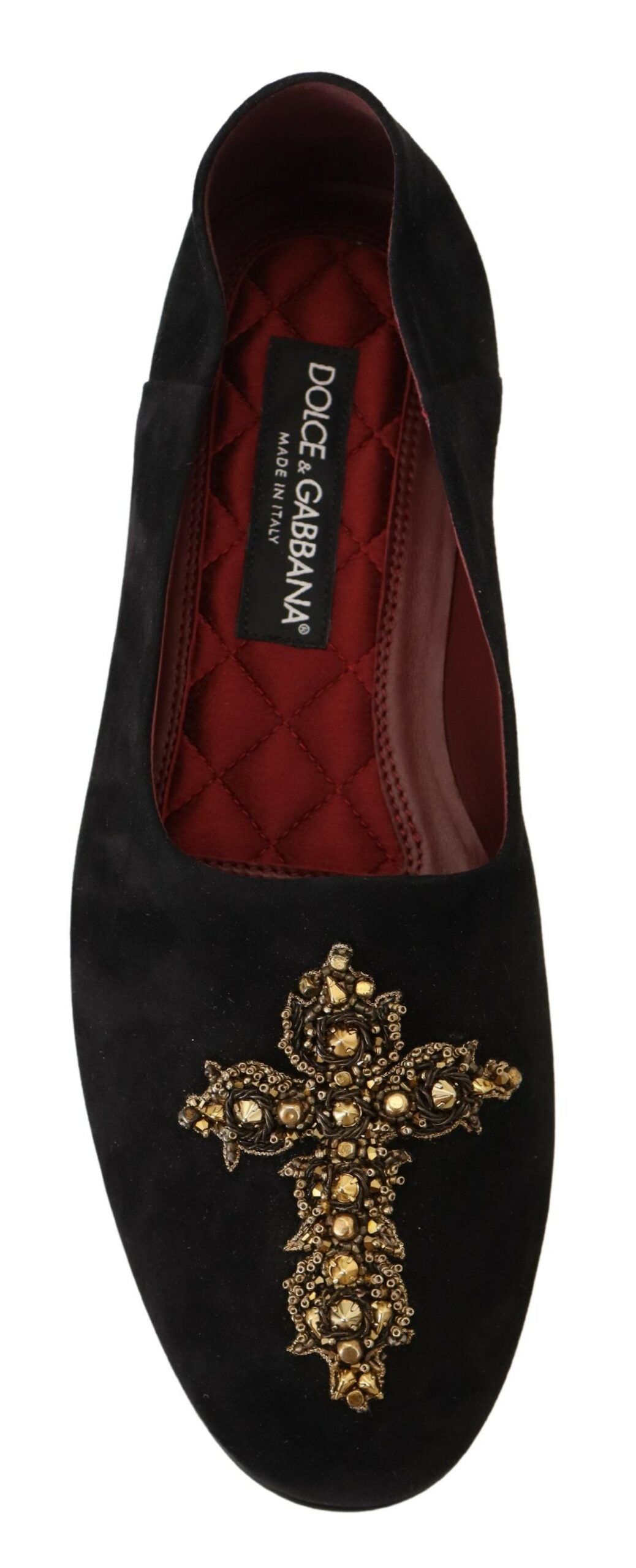 Dolce & Gabbana Black Suede Gold Cross Slip On Loafers Shoes -   -  Dolce & Gabbana.