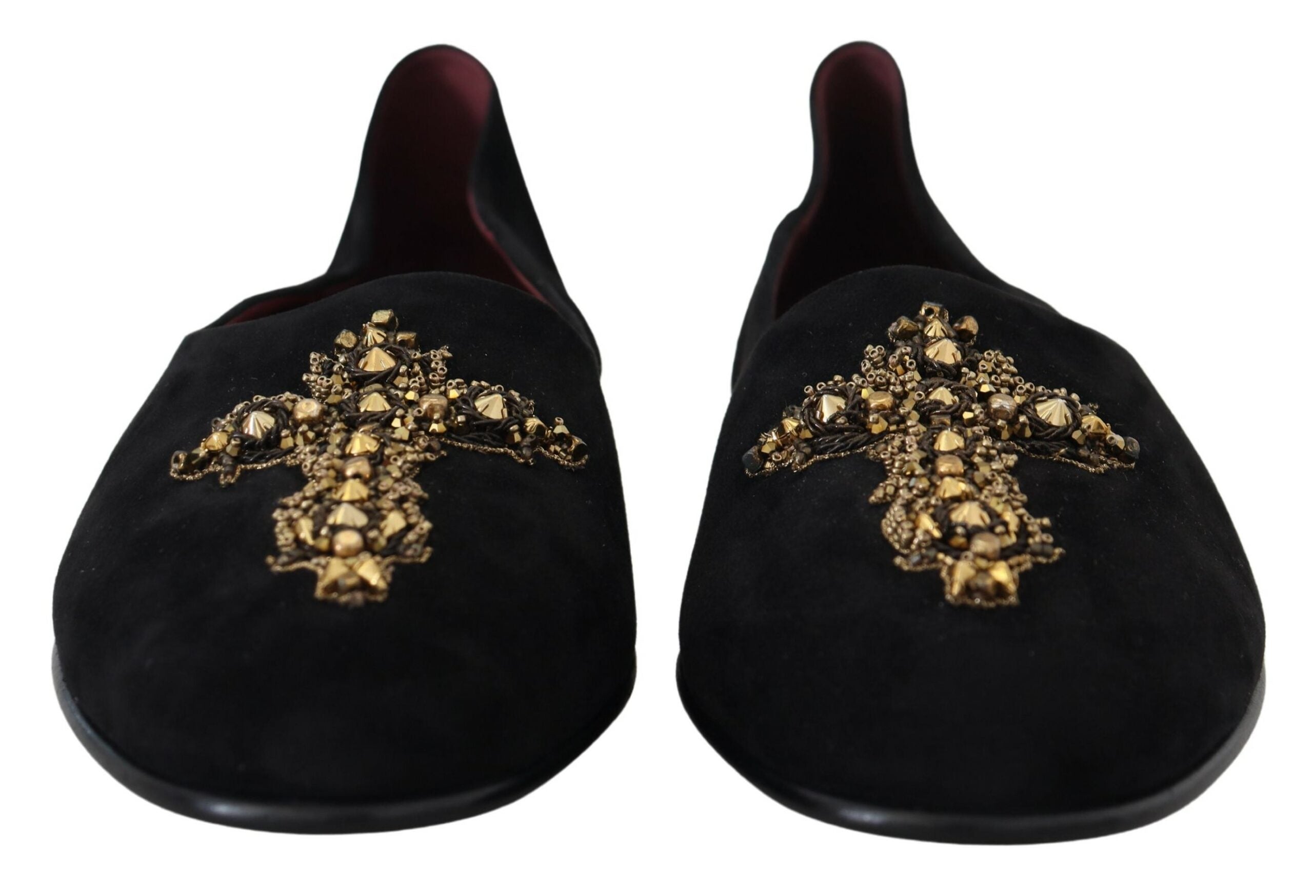 Dolce & Gabbana Black Suede Gold Cross Slip On Loafers Shoes -   -  Dolce & Gabbana.