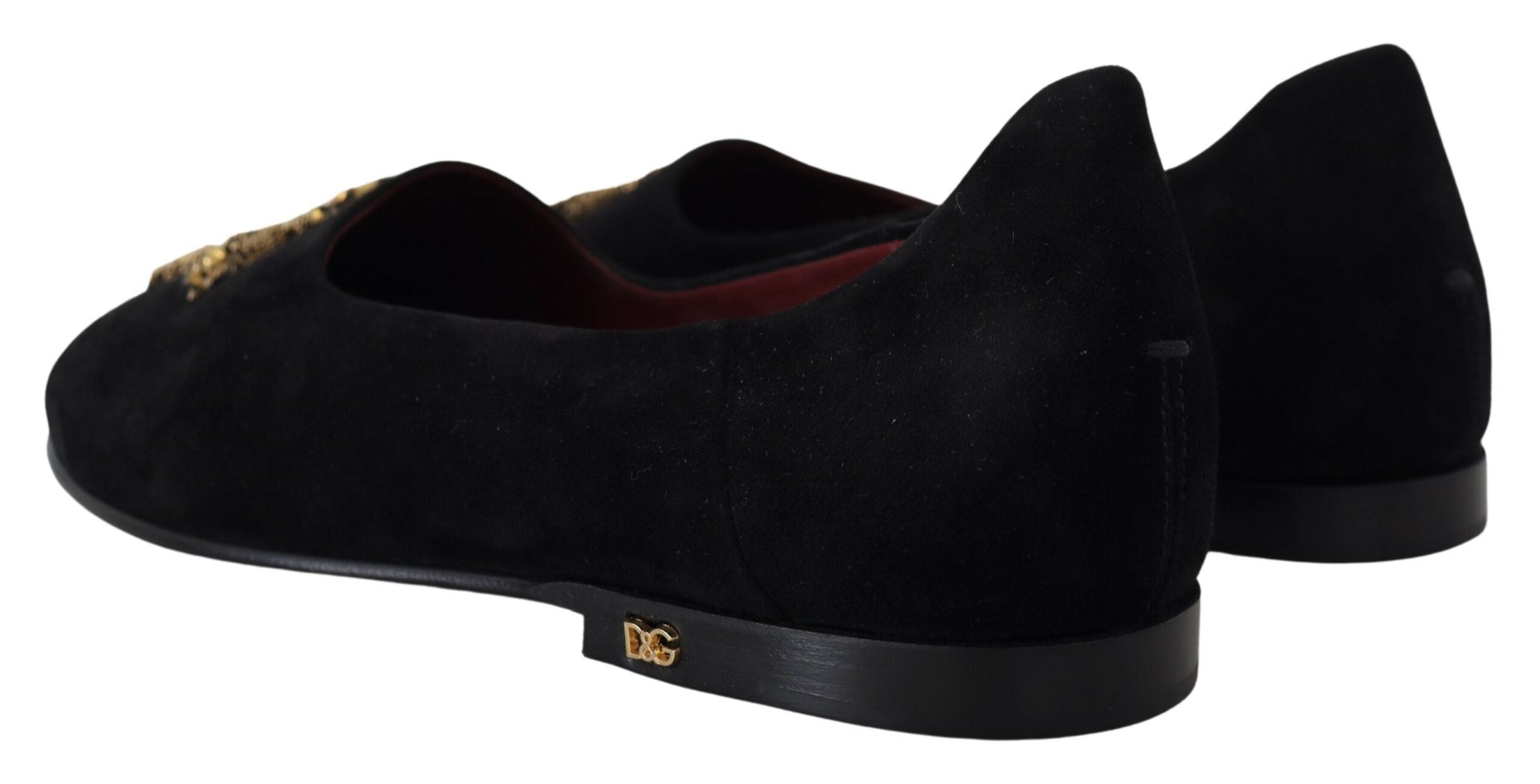 Dolce & Gabbana Black Suede Gold Cross Slip On Loafers Shoes -   -  Dolce & Gabbana.